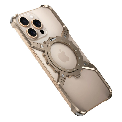 齒輪設計高級感手機殼適用蘋果15夜光磁吸支架殼iPhone16保護套