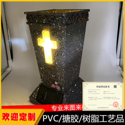 跨境亞馬遜太陽能墓地墓地花瓶太陽能帶LED燈花頭花瓶墓碑紀唸碑