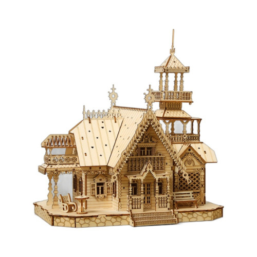 新品 3D立體拼圖 木製玩具 益智拼裝玩具DIY創意 復古別墅