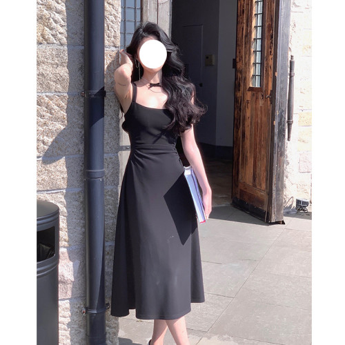 白色吊帶連衣裙女新款a字裙法式收腰小衆設計感氣質禮服裙長裙子
