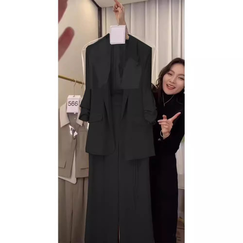 2477大碼女裝職業高級感一整套薄款正肩西裝胖mm減齡濶腿褲子套裝