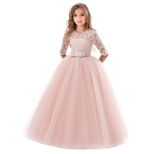 2025兒童禮服長袖婚禮花童裙Ebay歐美公主裙Girl dress