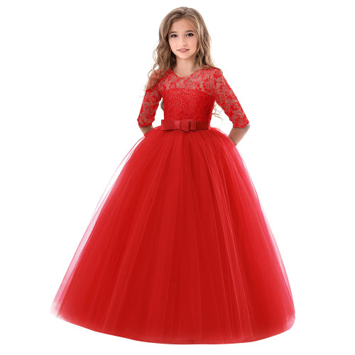 2025兒童禮服長袖婚禮花童裙Ebay歐美公主裙Girl dress
