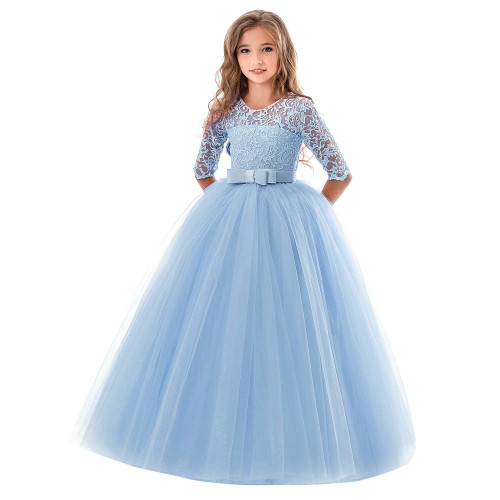 2025兒童禮服長袖婚禮花童裙Ebay歐美公主裙Girl dress