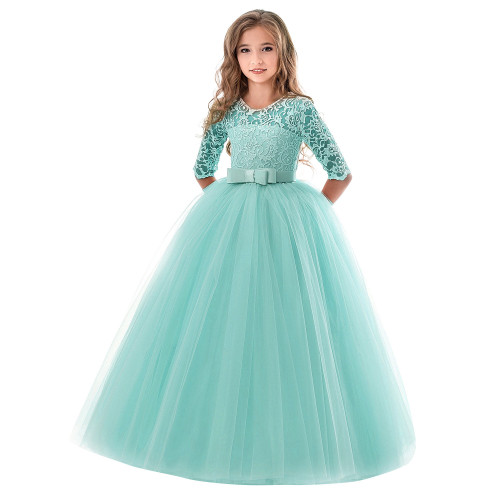 2025兒童禮服長袖婚禮花童裙Ebay歐美公主裙Girl dress