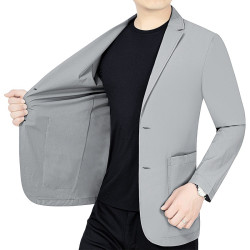 夏季薄款彈力防曬服中青年休閒西服男免燙單件上衣爸爸裝西裝外套