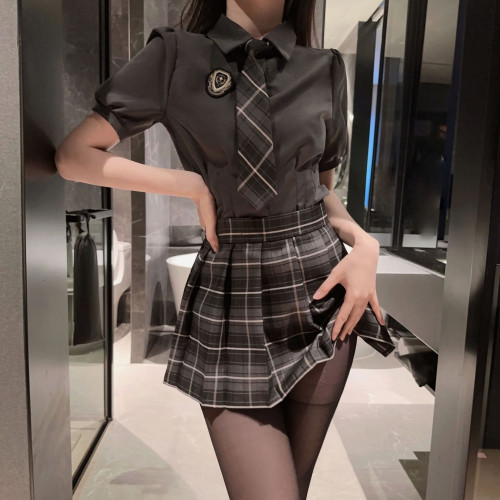 情趣內衣學院風jk收腰制服襯衫女秋季甜辣純欲修身百搭短袖襯衣