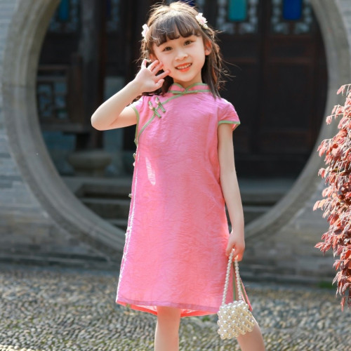 2025夏季裝女童輕薄短袖旗袍兒童寶寶洋氣漢服風連衣裙童裝