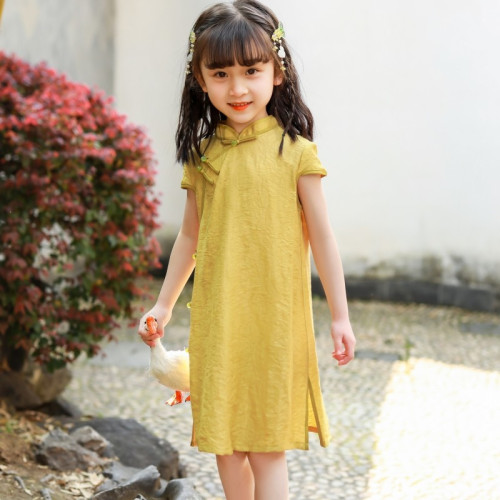 2025夏季裝女童輕薄短袖旗袍兒童寶寶洋氣漢服風連衣裙童裝