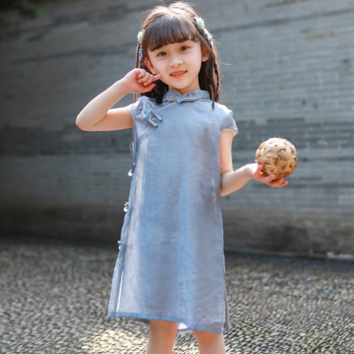 2025夏季裝女童輕薄短袖旗袍兒童寶寶洋氣漢服風連衣裙童裝
