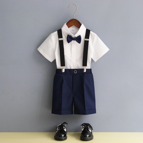 男童背帶褲套裝英倫中小童幼兒園西服演出表演西裝主持人禮服花童