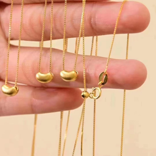 3D硬金相思豆足金999項鏈黃金小吊墜微商美業禮品團購批髮女項鏈