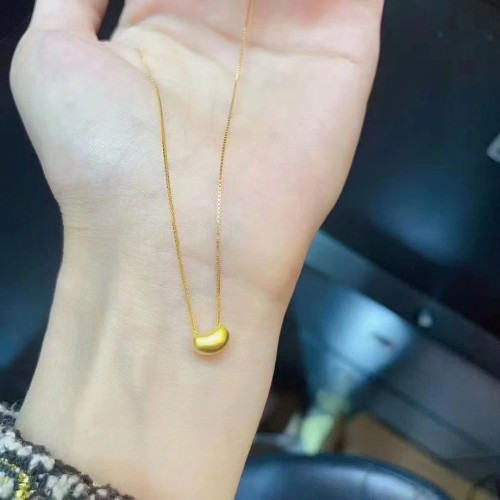 3D硬金相思豆足金999項鏈黃金小吊墜微商美業禮品團購批髮女項鏈