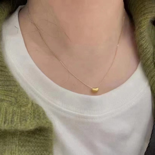 3D硬金相思豆足金999項鏈黃金小吊墜微商美業禮品團購批髮女項鏈