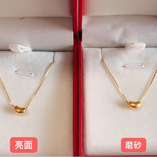 3D硬金相思豆足金999項鏈黃金小吊墜微商美業禮品團購批髮女項鏈