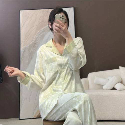 2024新款冰絲睡衣女綾羅長袖短袖三件套高級感套裝家居服可外穿