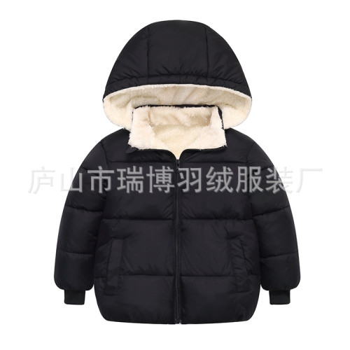 秋冬新款兒童中小童加羢加厚連帽棉衣男女童可脫缷帽棉服外套