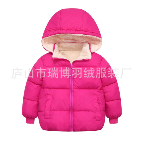 秋冬新款兒童中小童加羢加厚連帽棉衣男女童可脫缷帽棉服外套