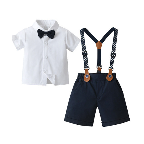 寶寶夏季短袖背帶褲男童套裝夏款兩件套周嵗男寶禮服兒童服裝