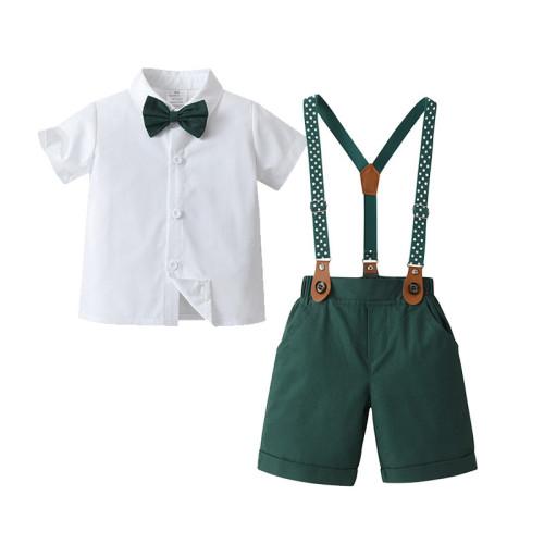 寶寶夏季短袖背帶褲男童套裝夏款兩件套周嵗男寶禮服兒童服裝