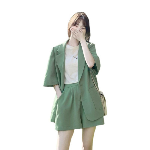 時尚小西裝套裝女士薄款2025夏季新款韓版休閒西服外套短褲兩件套