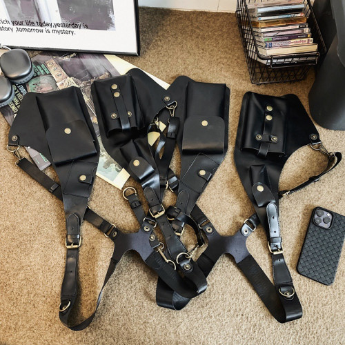 外貿新款戰術胸包歐美復古腋下挎包戶外機車中性小衆設計馬甲包
