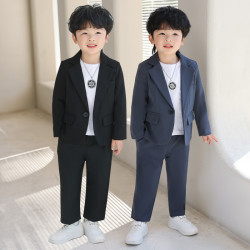 小孩演出鋼琴禮服男兒童西裝套裝休閒西服男孩春秋韓版潮春裝童裝