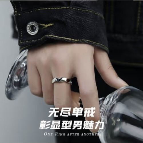 S999純銀無盡單戒男女戒指日單身男士韓ins首飾生日520禮物送男生