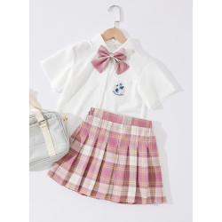 女童套裝日系兒童夏裝洋氣網紅學院風校服兩件套JK製服12嵗百褶裙