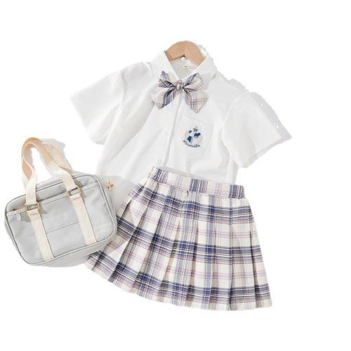 女童套裝日系兒童夏裝洋氣網紅學院風校服兩件套JK製服12嵗百褶裙
