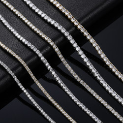 網球鏈3mm 4mm 5mmTennisChain銅微鑲鋯石單排歐美嘻哈網球手項鏈