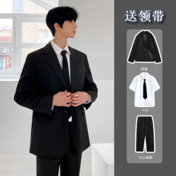 男士DK制服套裝夏季潮流小西裝外套西服港風痞帥職業休閒外套上衣