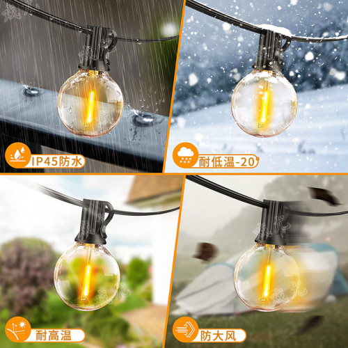 跨境G40燈串美歐規戶外露營防水110V220V庭院聖誕裝飾LED球泡串燈
