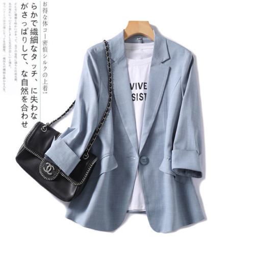2023新款春夏季薄款小西裝外套女七分袖夏新款氣質修身西服上衣女