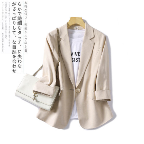 2023新款春夏季薄款小西裝外套女七分袖夏新款氣質修身西服上衣女