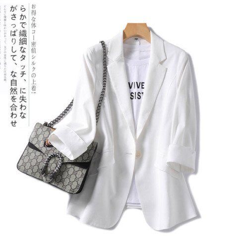 2023新款春夏季薄款小西裝外套女七分袖夏新款氣質修身西服上衣女
