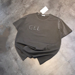 潮牌23夏季CEL凹凸字母鋼印女T恤即墨製造韓版寬松棉質純色短袖