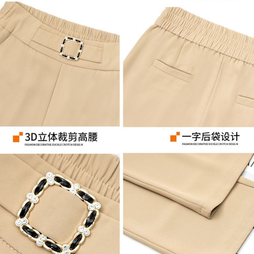 窄版濶腿西裝褲女夏季2025新款休閒高腰寬松直筒冰絲垂感長褲薄款