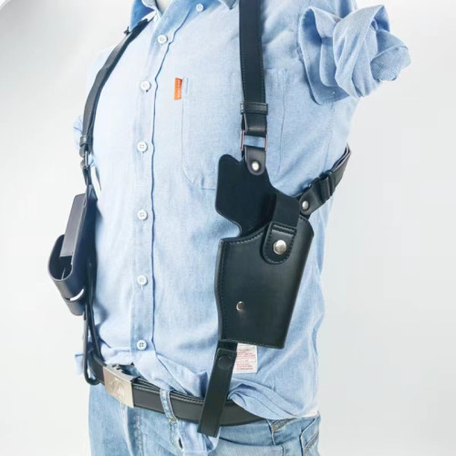 款款戰術胸包手槍包隱藏腋下戶外牛皮槍套1911 格洛克快拔手槍套