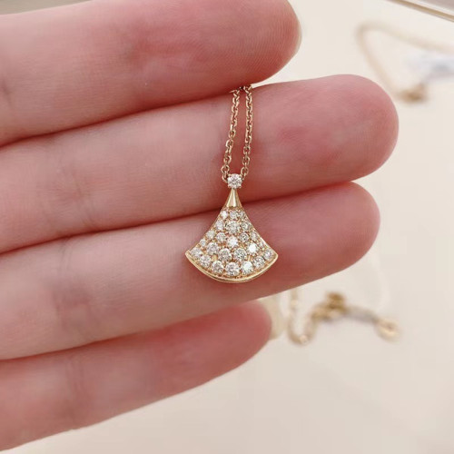 925純銀滿鑽小裙子鎖骨項鍊女輕奢網紅小衆氣質扇形吊墜ins禮物潮