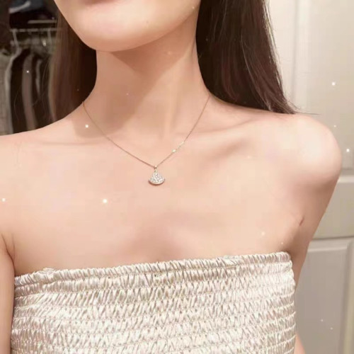 925純銀滿鑽小裙子鎖骨項鍊女輕奢網紅小衆氣質扇形吊墜ins禮物潮