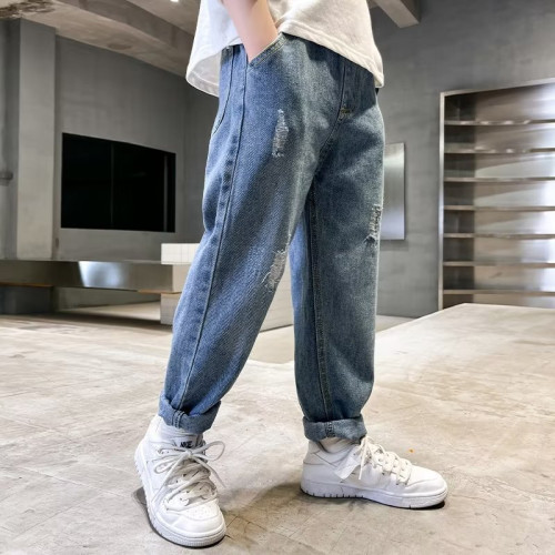 童裝男童牛仔褲長褲2025春秋季新款兒童休閒褲帥氣中大童寬松褲子