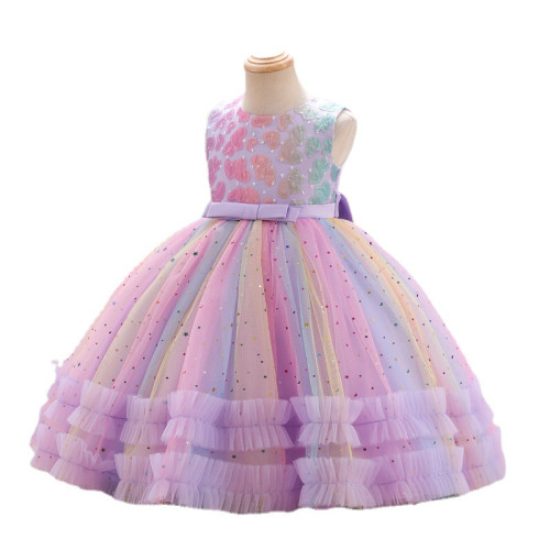 女童禮服裙高級走秀公主裙2025新款女寶蓬蓬網紗裙兒童生日周嵗裙