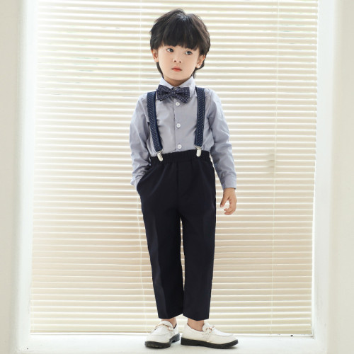 兒童西裝套裝男童花童婚禮服寶寶周嵗小童鋼琴演出服綉花馬甲衣服