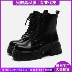 【溫州高品質】馬丁靴女2025新款夏百搭復古英倫風短靴子厚底高跟