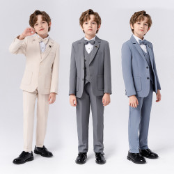 男童西裝禮服春秋季新款英倫純色小西服男童鋼琴主持活動演出套裝