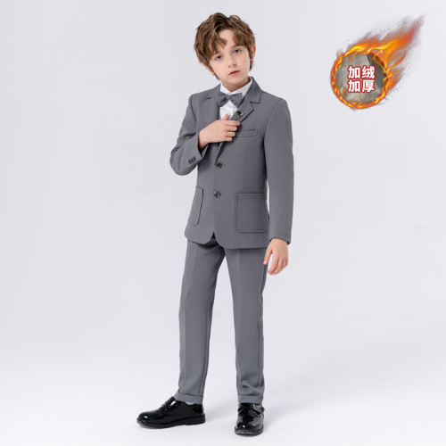 男童西裝禮服春秋季新款英倫純色小西服男童鋼琴主持活動演出套裝