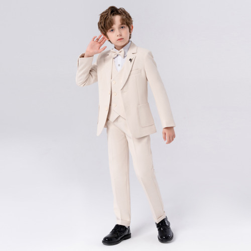 男童西裝禮服春秋季新款英倫純色小西服男童鋼琴主持活動演出套裝