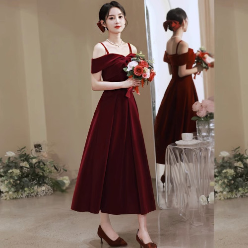 紅色敬酒服2025新款新娘小個子訂婚連衣裙迴門高級感晚禮服女宴會