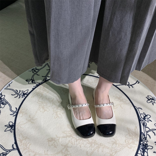 小香風低跟法式銀色瑪麗珍單鞋女鞋子2025年新款秋夏季拼色小皮鞋